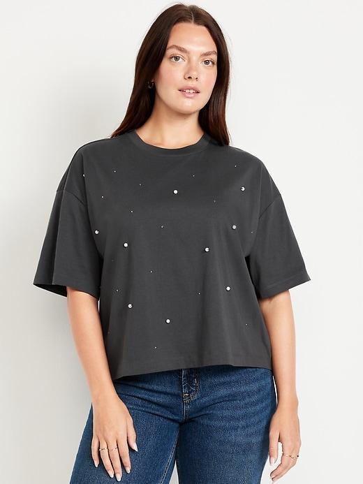 Oversized Crew-Neck Embellished T-Shirt Product Image