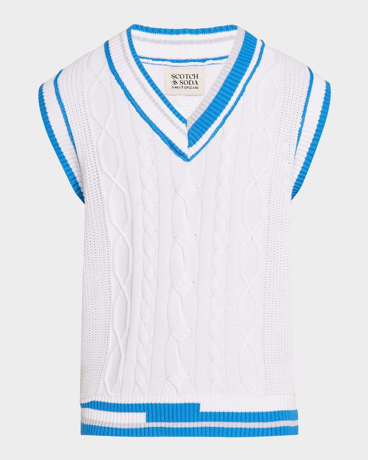 Men's Cable V-Neck Vest Product Image