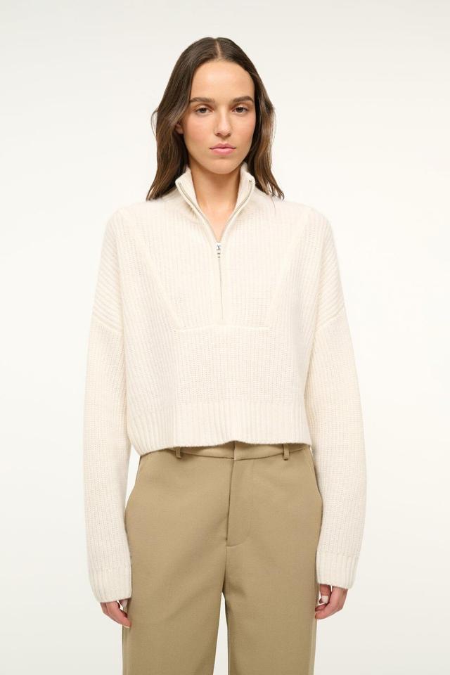 CASHMERE CROPPED HAMPTON SWEATER | IVORY Product Image