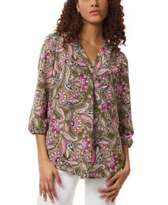 Jones New York Womens Paisley 3/4-Sleeve Blouse Product Image