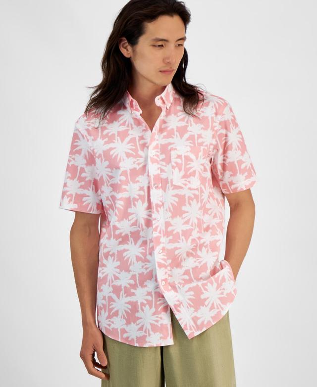 Men's Palm Breeze Regular-Fit Stretch Printed Button-Down Poplin Shirt, Created for Macy's  Product Image