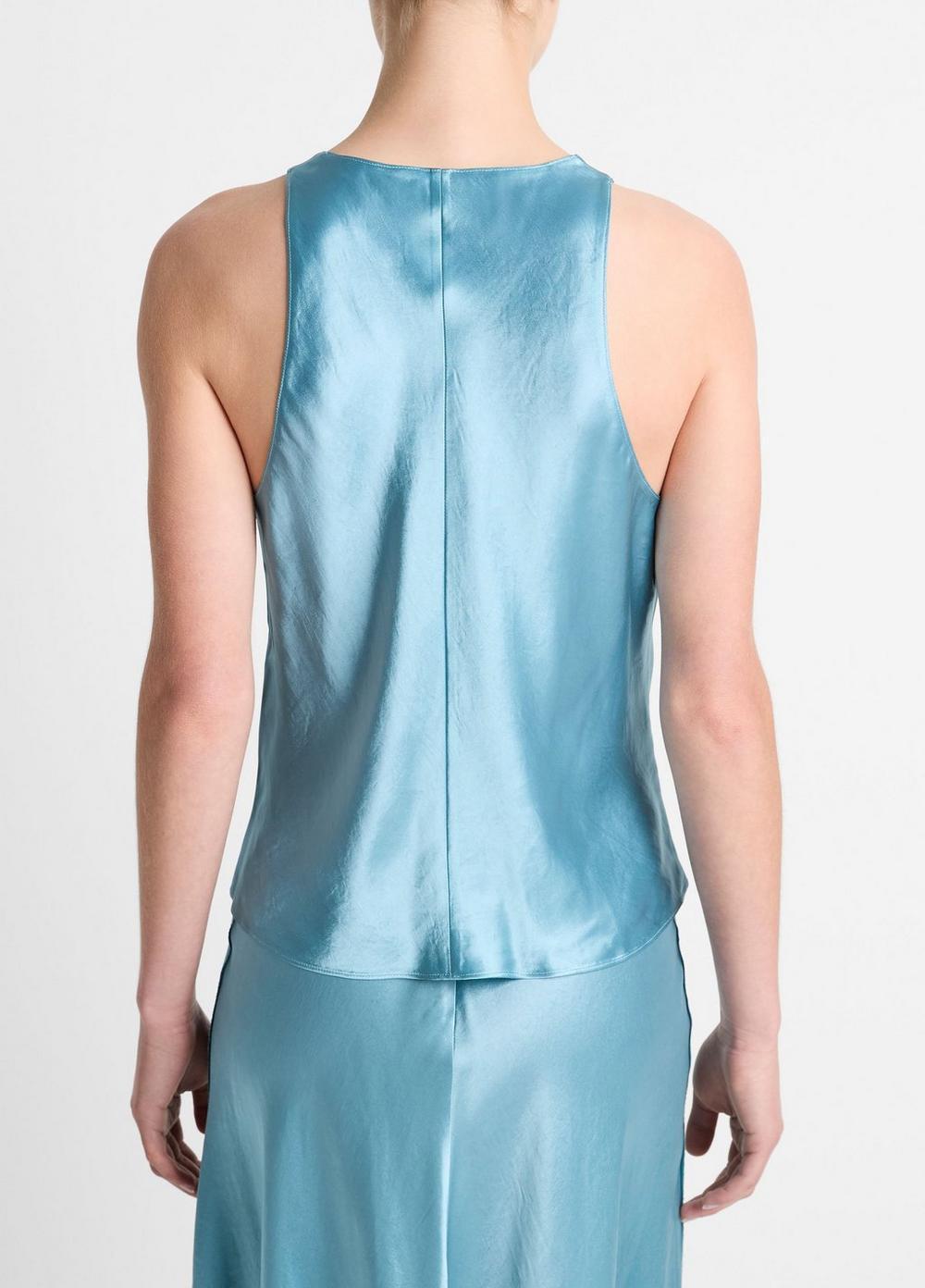 Satin Crossover V-Neck Tank Product Image