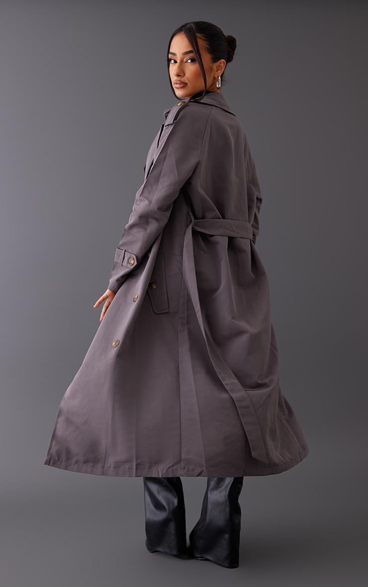 Petite Charcoal Oversized Trench Coat Product Image