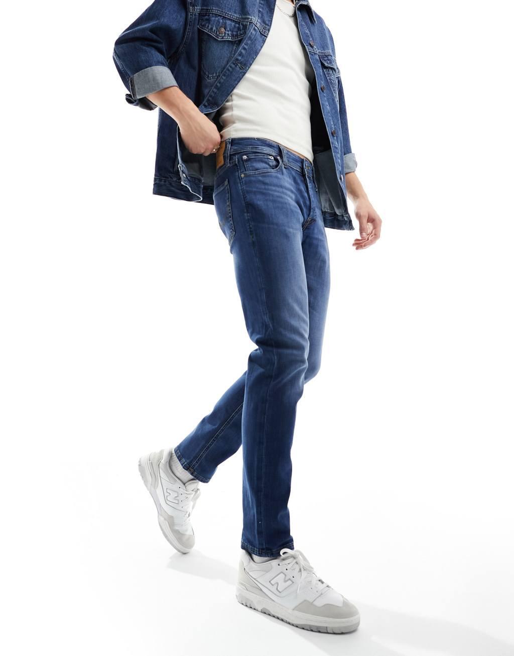 Jack & Jones Glenn slim jeans in mid blue wash  Product Image