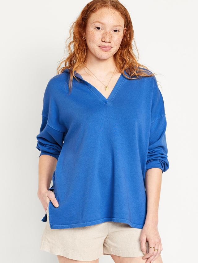 Oversized French-Terry Tunic Hoodie Product Image