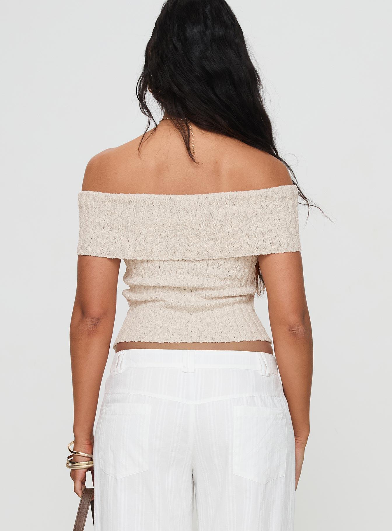 Murmur Off Shoulder Top Beige Product Image