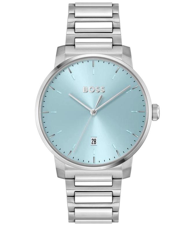 Men's Dean Quartz Basic Calendar Silver-tone Stainless Steel Watch 41mm Product Image