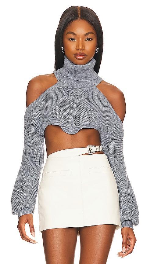 Azalia Cold Shoulder Mock Neck Sweater Product Image