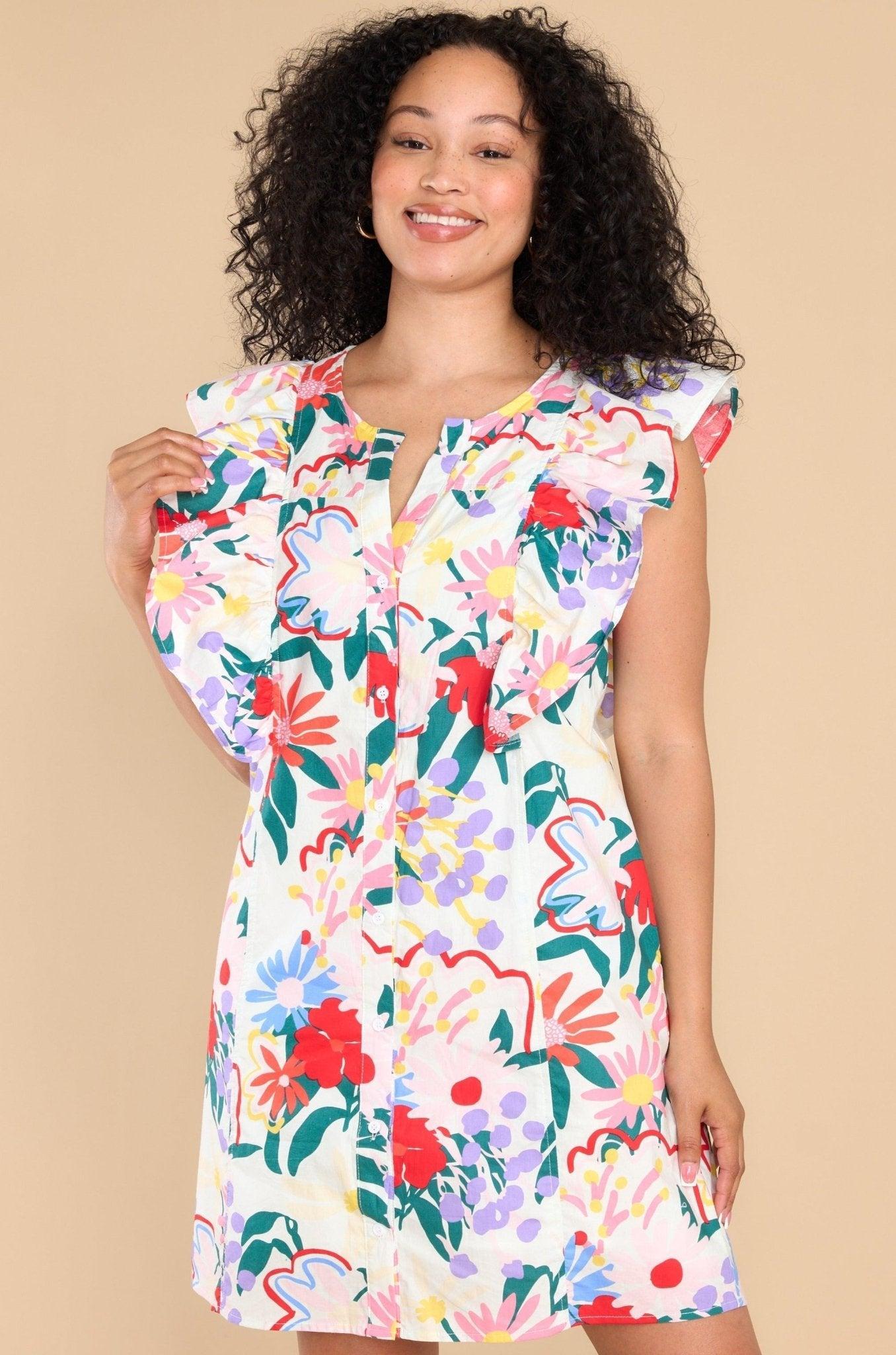 Stay Curious White Floral Dress Product Image