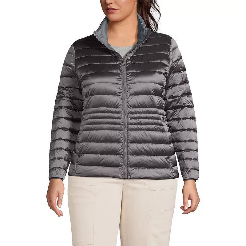 Plus Size Lands End Wanderweight Packable Down Jacket, Womens Grey Shine Product Image