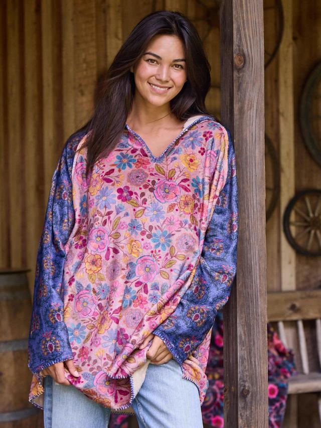 Cozy Blanket Hoodie - Light Pink Navy Medallion Product Image