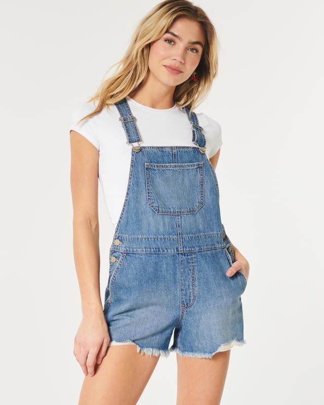 Medium Wash Denim Shortalls Product Image