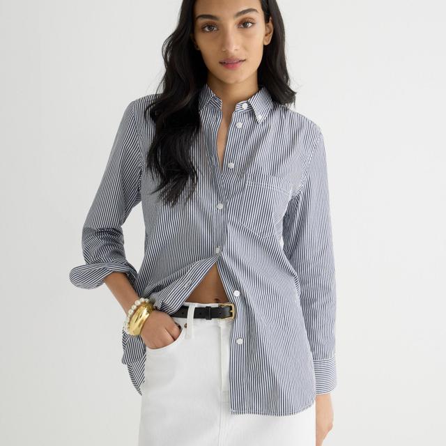 Tall classic-fit washed cotton poplin shirt in stripe Product Image