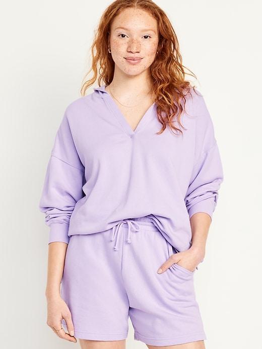 Oversized French-Terry Tunic Hoodie Product Image