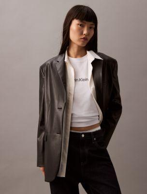 Slim Leather Blazer Product Image