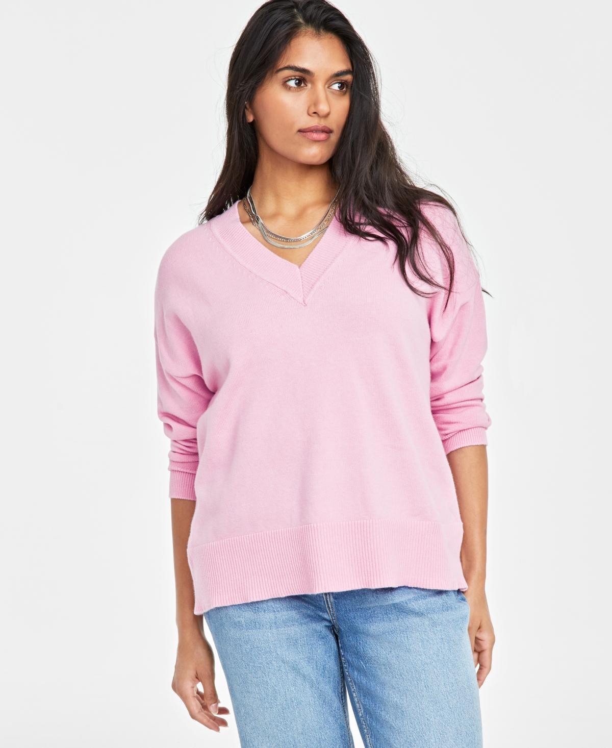 On 34th Womens V-Neck Dropped-Shoulder Sweater, Created for Macys Product Image