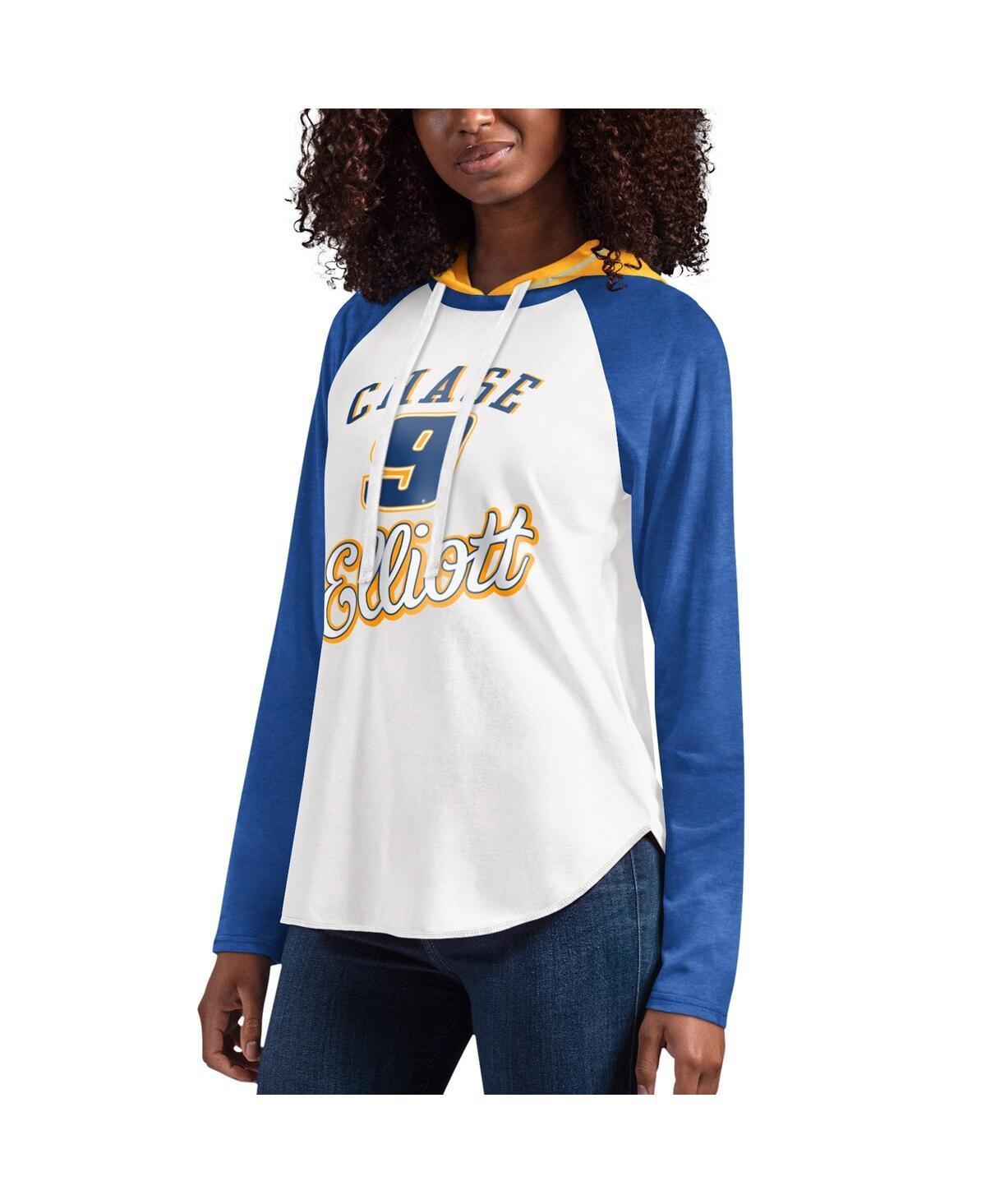 Womens G-III 4Her by Carl Banks White Chase Elliott MVP Raglan Hooded Long Sleeve T-Shirt Product Image