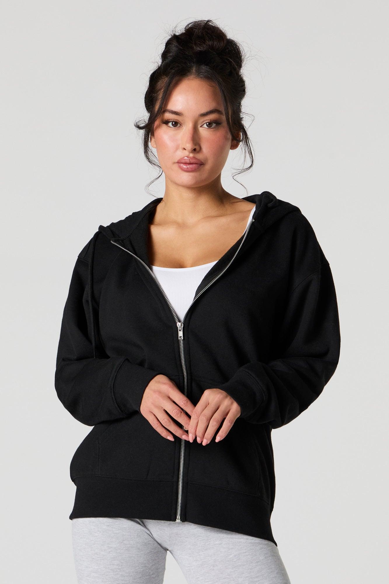 Oversized Fleece Zip-Up Hoodie Female Product Image