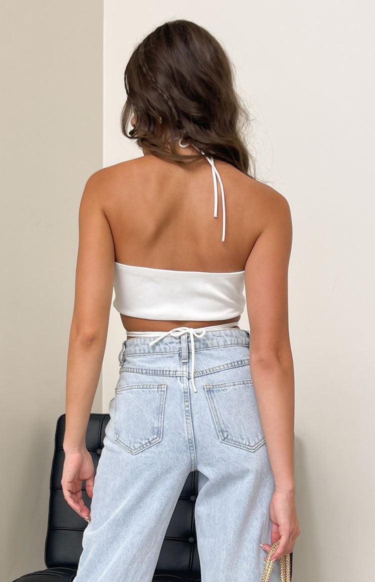 Bella White Crop Top Product Image