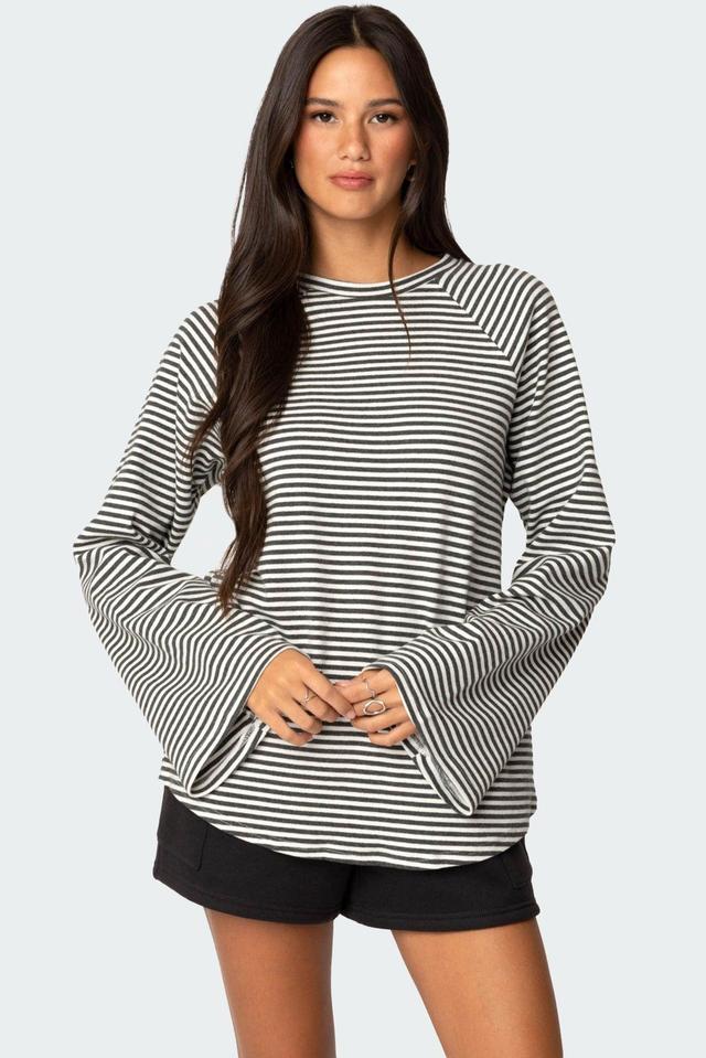 Stripey Oversized Bell Sleeve Top Product Image