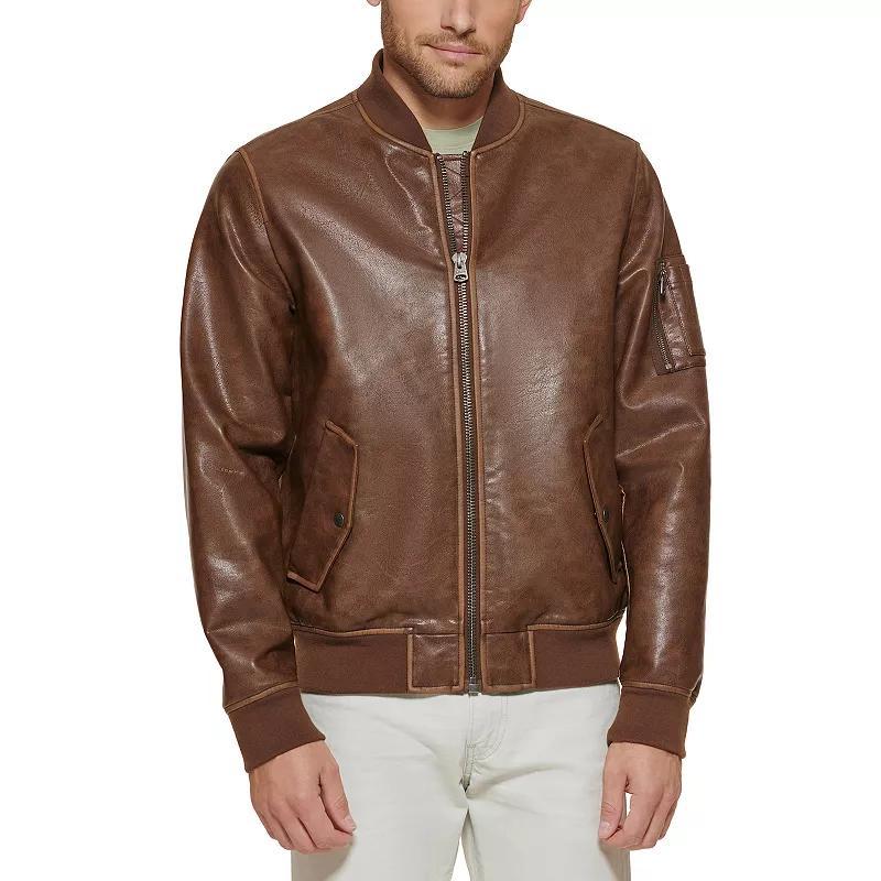 Mens Levis Faux Leather Flight Bomber Jacket Product Image