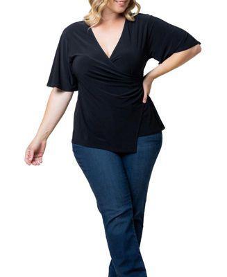 Kiyonna Womens Plus Size Stella Cinch Faux Wrap Top Product Image