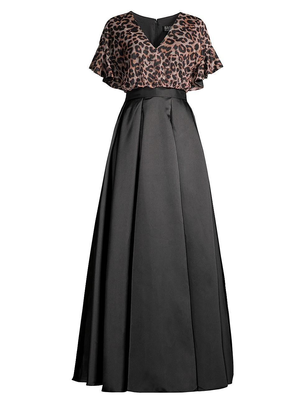 Womens Animal Printed Mikado Satin Gown Product Image