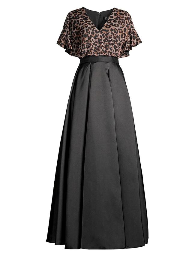 Womens Animal Printed Mikado Satin Gown Product Image