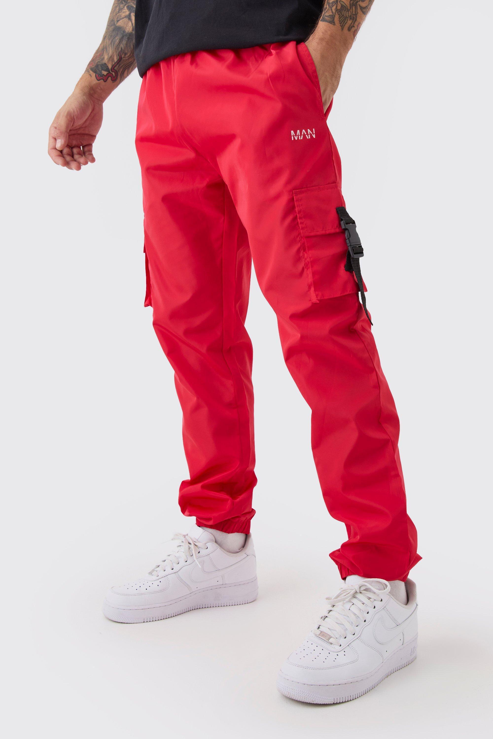 Elasticated Waist Slim Fit Man Shell Cargo Sweatpants | boohooMAN USA Product Image