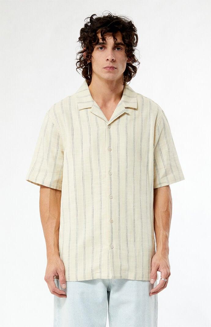 Men's Terry Woven Striped Camp Shirt Product Image