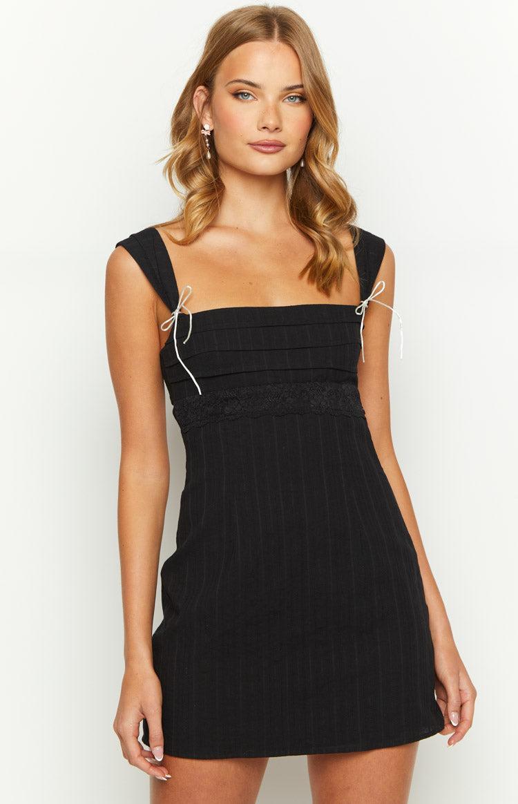 Taylor Black Tie Back Mini Dress Product Image