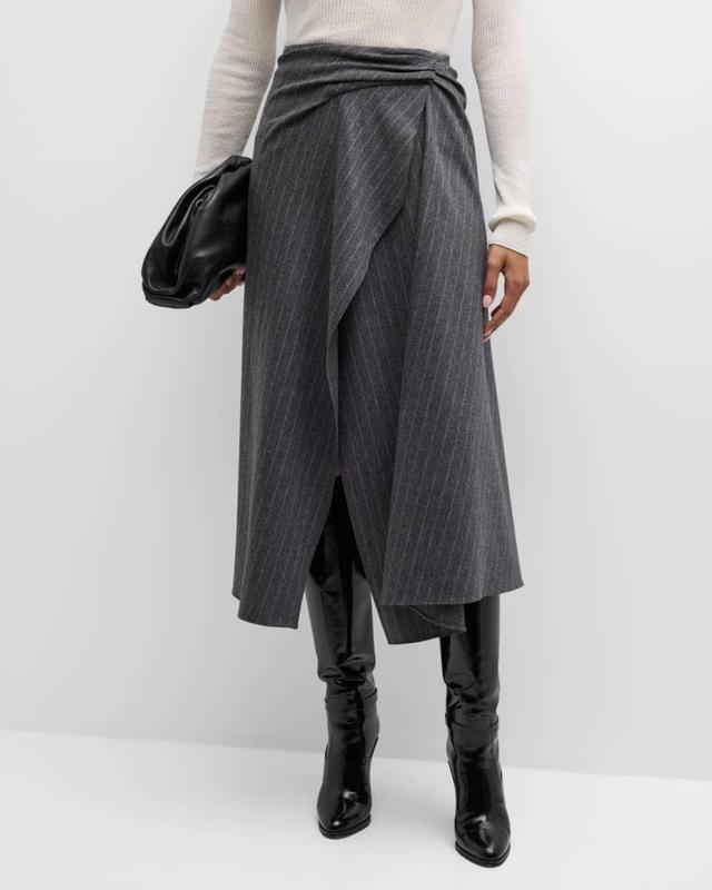 Clara Pinstripe Midi Wrap Skirt Product Image