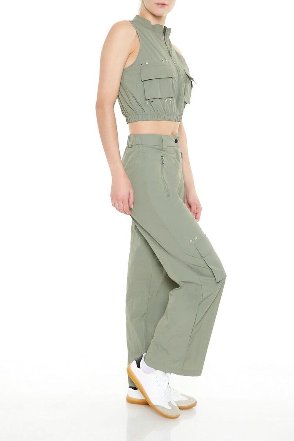 Mid-Rise Wide-Leg Cargo Pants | Forever 21 Product Image