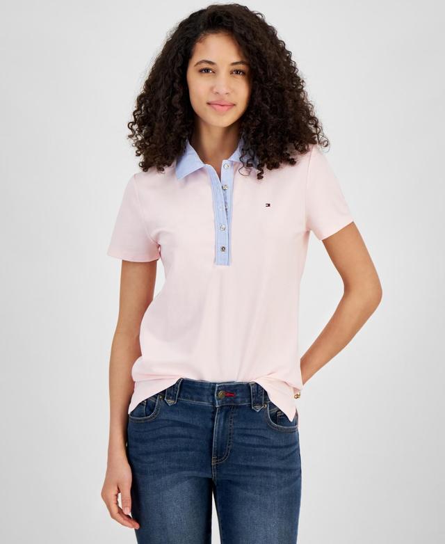 Tommy Hilfiger Womens Contrast Trim Polo Shirt Product Image