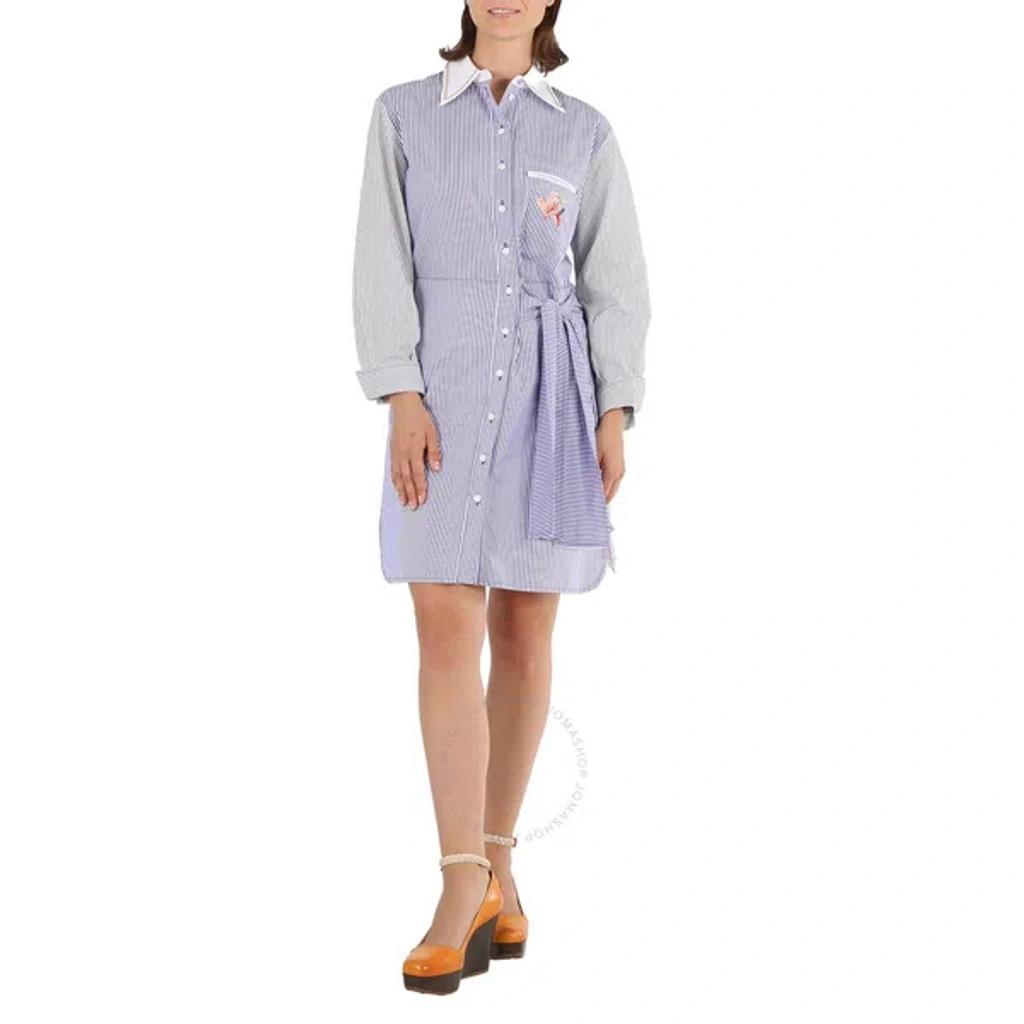 Chloe Ladies Blue / White Striped Shirt Dress In Blue/white Product Image