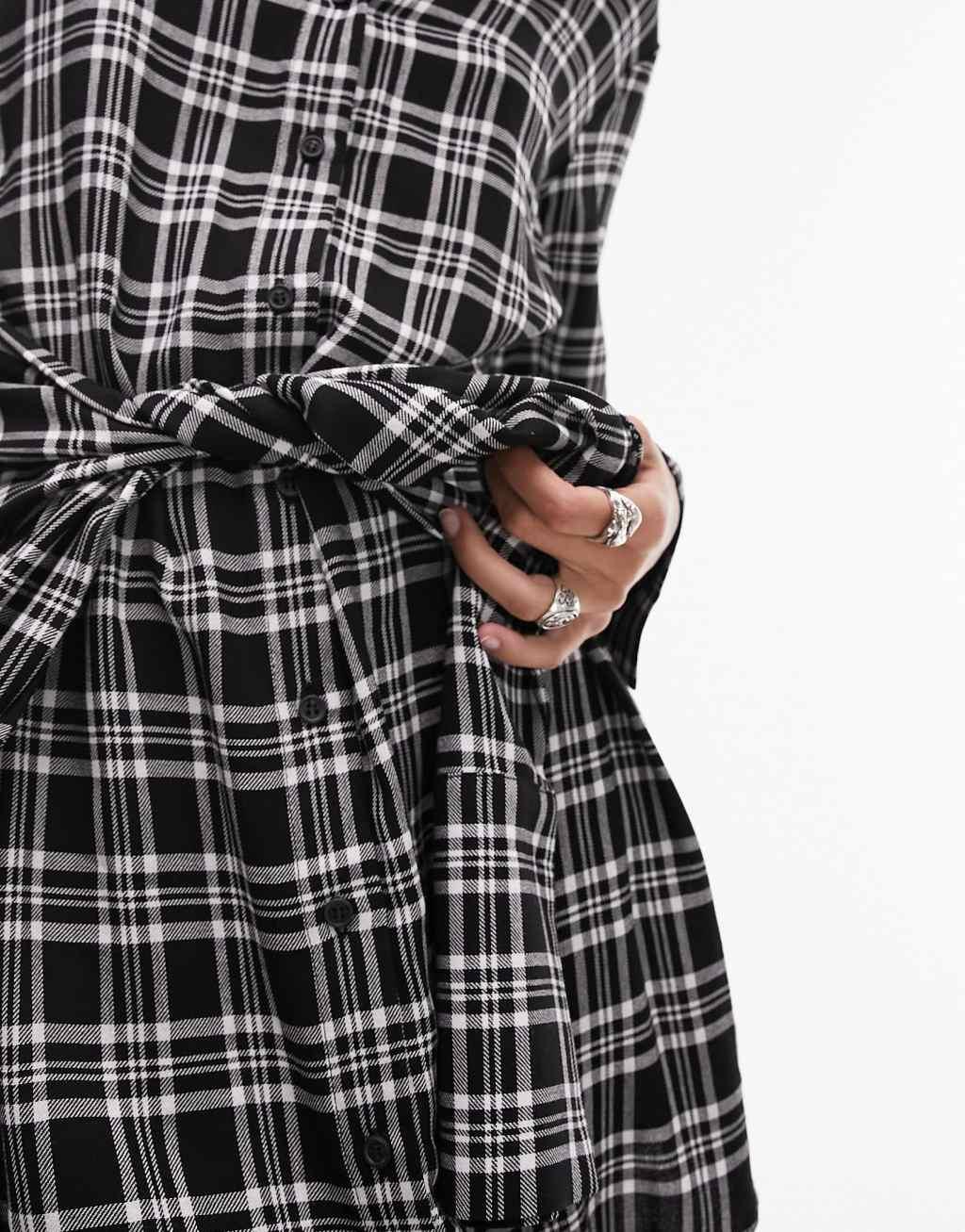 Topshop tie front mini shirt dress Product Image