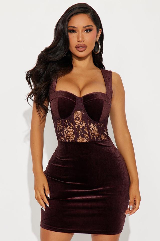 Isadora Velvet Mini Dress - Chocolate Product Image