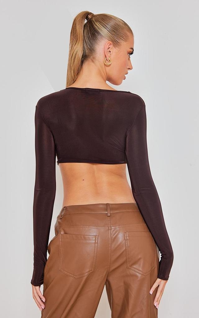 Chocolate Slinky Strappy Cut Out Crop Top Product Image