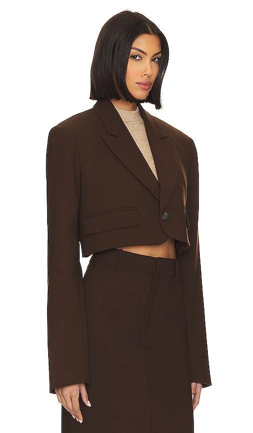 GRLFRND The Cropped Blazer Brown. (also in L, M, XL, XXS). Product Image