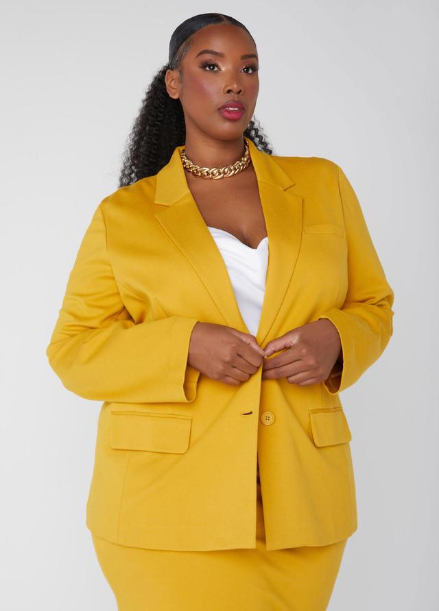 Plus Size Notch Lapel Ponte Blazer Ashley Stewart Product Image