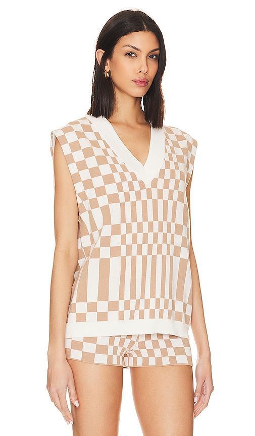 Lovers and Friends Carice Checkered Vest in Brown. - size S (also in XL, XS) Product Image