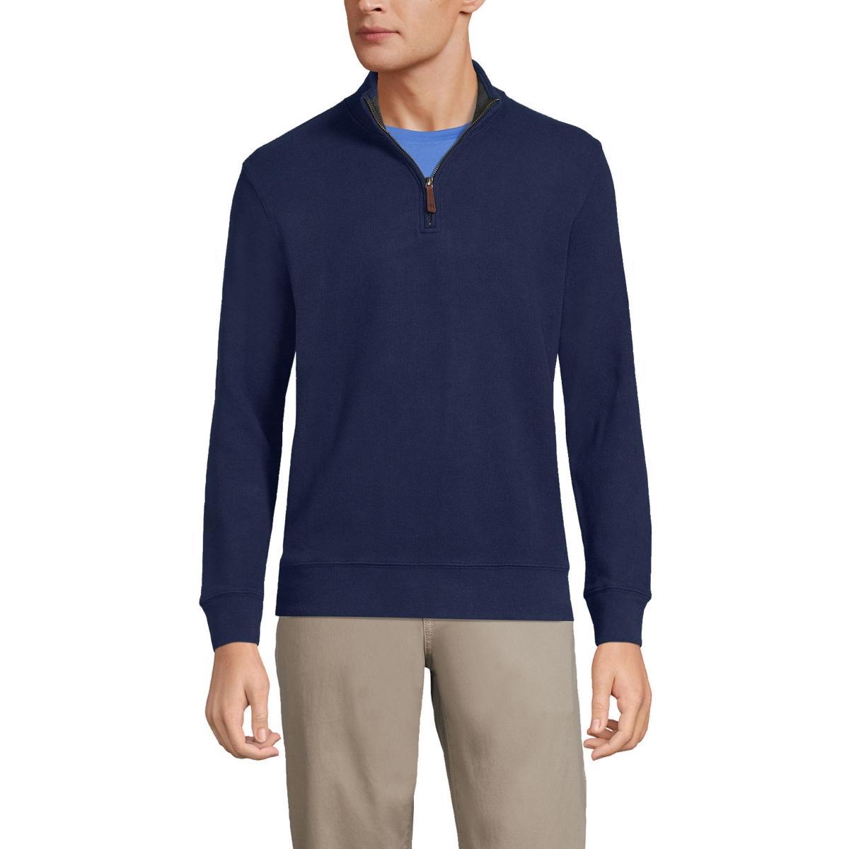 Mens Lands End Bedford Regular-Fit Ribbed Quarter-Zip Pullover Sweater Product Image