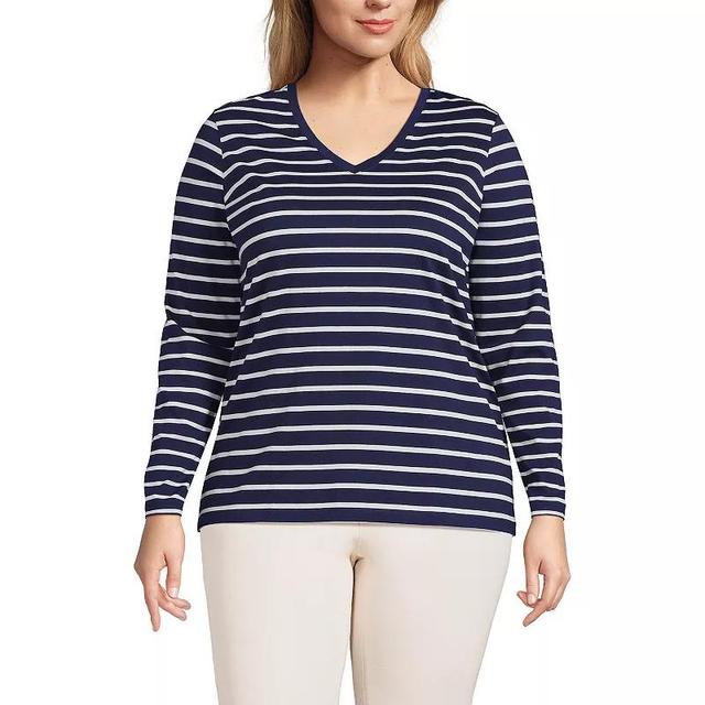 Plus Size Lands End Relaxed-Fit Supima Cotton V-Neck Tee, Womens Product Image