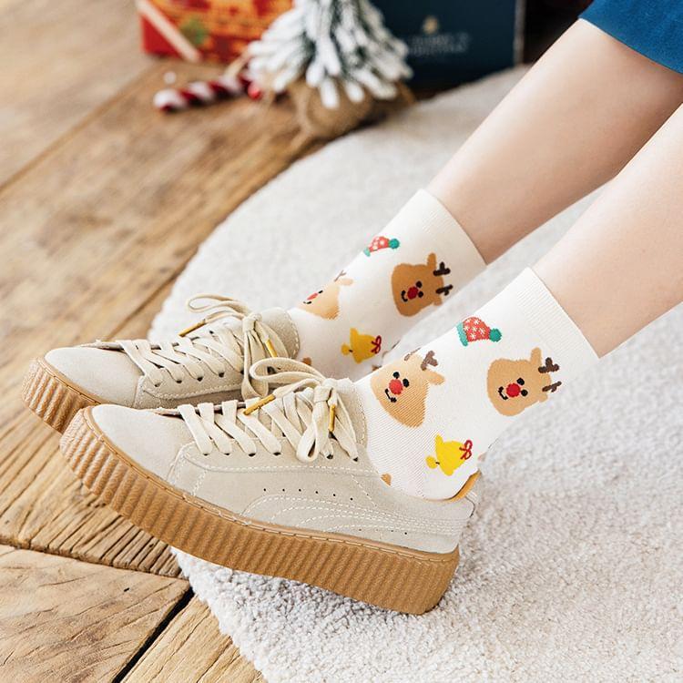 Christmas Cartoon Print Socks Product Image