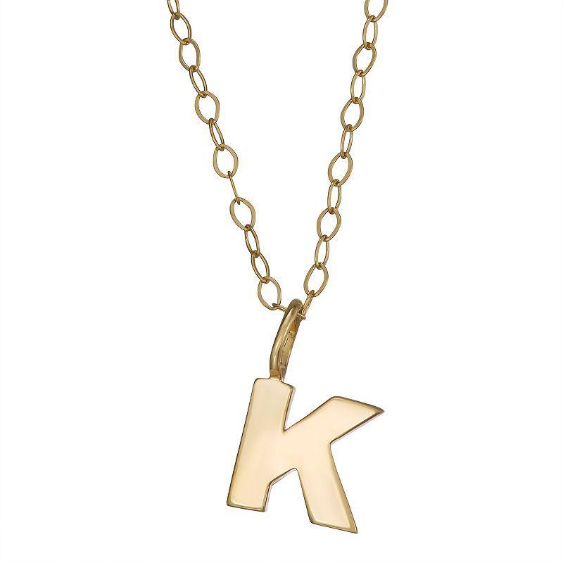 10K Gold Initial Pendant on 14K Gold Filled Chain, Womens B Product Image