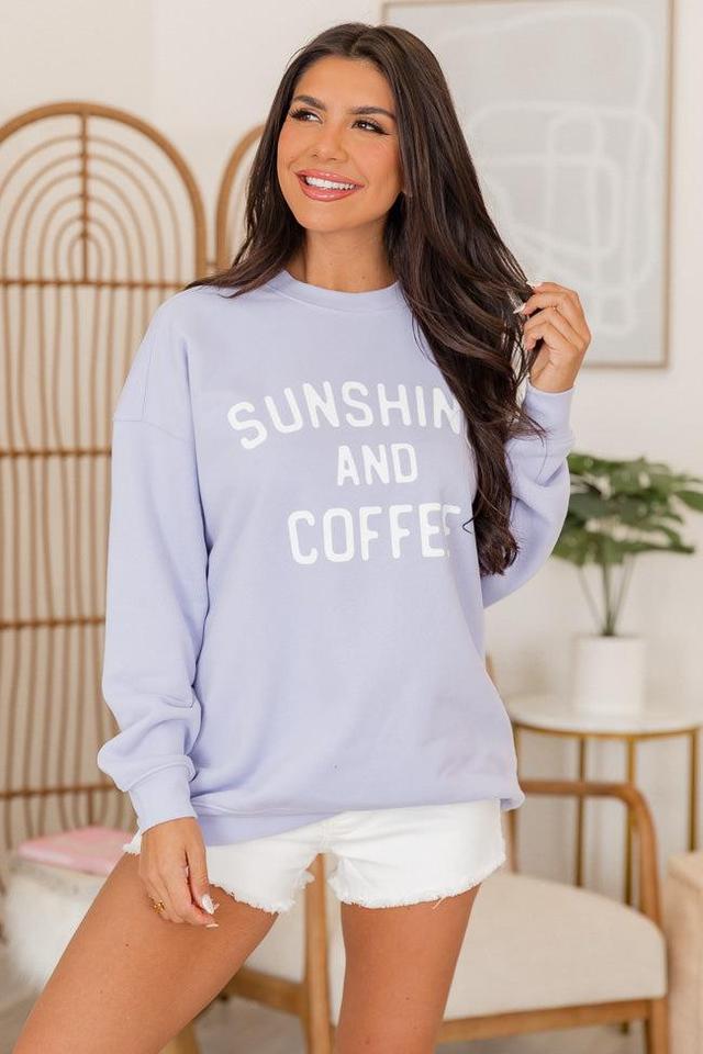 Sunshine and Coffee Lilac Oversized Graphic Sweatshirt Product Image