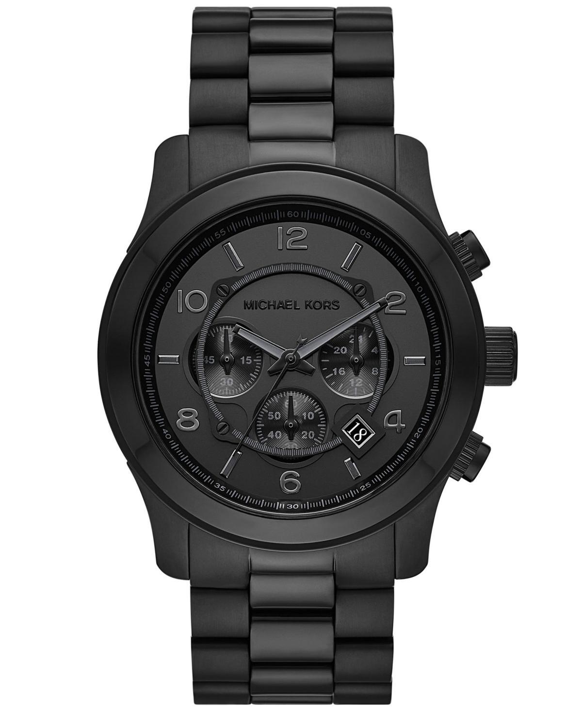 Michael Kors Mens Runway Chronograph Black Stainless Steel Bracelet Watch Product Image