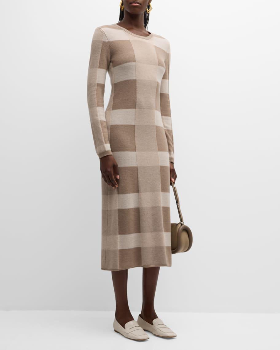 Wool-Cashmere Check Midi Sweater Dress product image