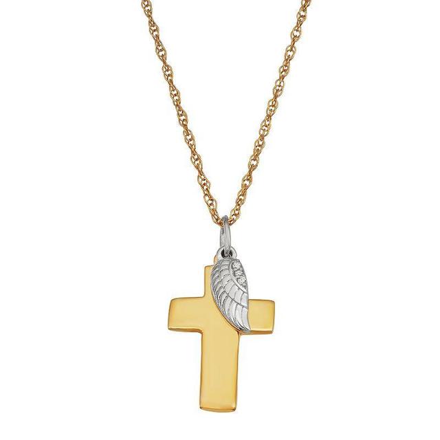 Jewelexcess Two Tone Sterling Silver Diamond Accent Cross Pendant Necklace, Womens Multicolor Product Image