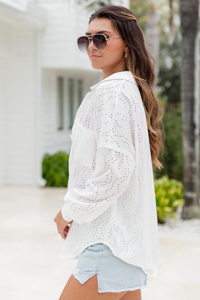 Need A Little More Ivory Knit Eyelet Shacket FINAL SALE Product Image